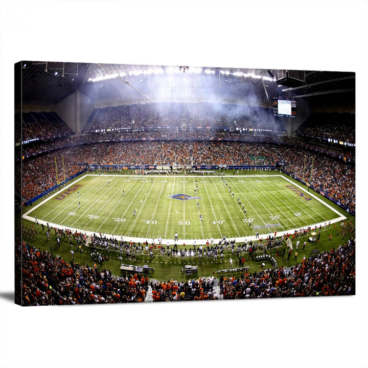 The University of Texas at San Antonio Roadrunners Football Team Print - San Antonio Alamodome Wall Art Canvas Print