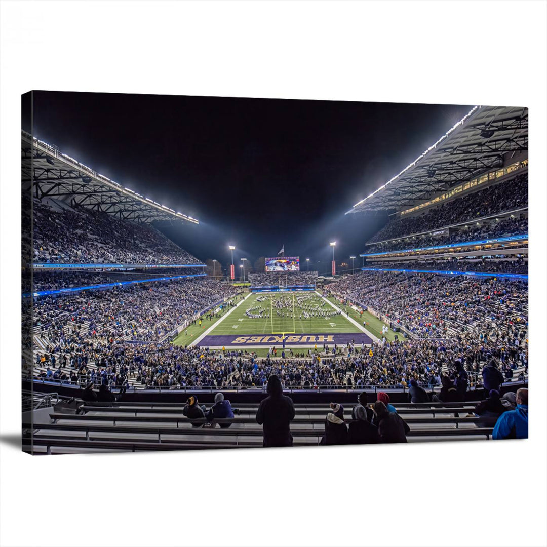 The University of Washington Huskies Football Team Print - Seattle Husky Stadium Wall Art Canvas Print