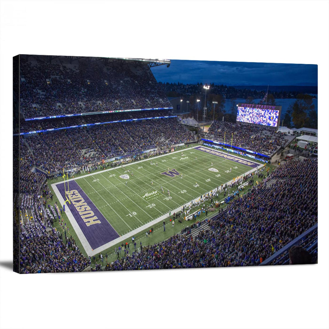 The University of Washington Huskies Football Team Print - Seattle Husky Stadium Wall Art Canvas Print