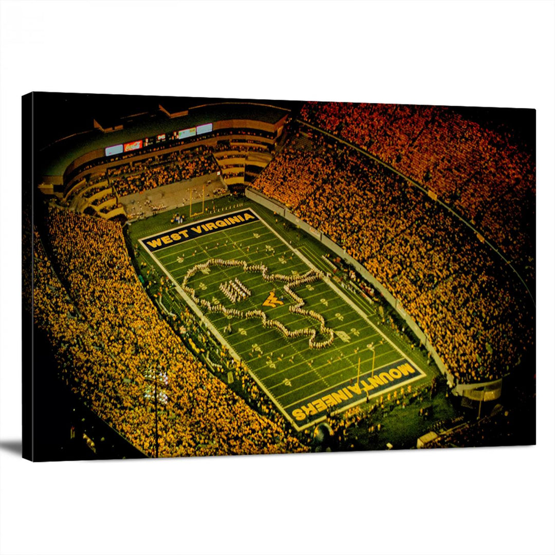 West Virginia University Mountaineers Football Team Print - Milan Puskar Stadium Canvas Print Wall Art, Morgantown City Print