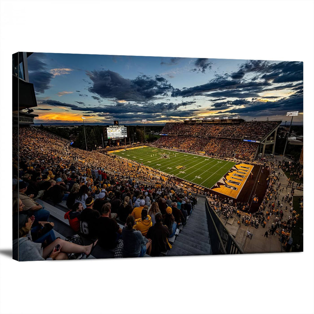 Cowboy Football War Memorial Stadium Wall Art | Ready to Hang Canvas Print of College Football Stadium at Sunset | Perfect for Sports Fans and Football Enthusiasts