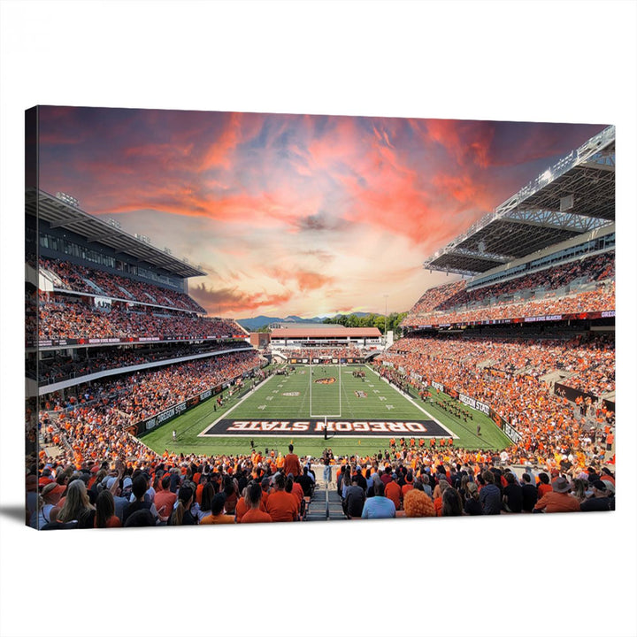 Oregon State Beavers Football Team Print - Corvallis Reser Stadium Wall Art Canvas Print