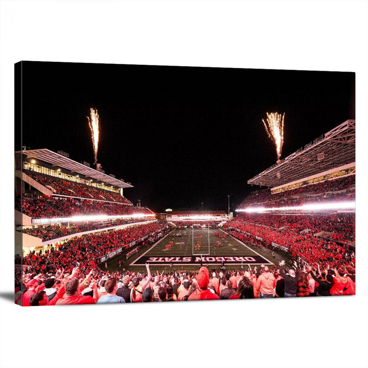 Oregon State Beavers Football Team Print - Corvallis Reser Stadium Wall Art Canvas Print