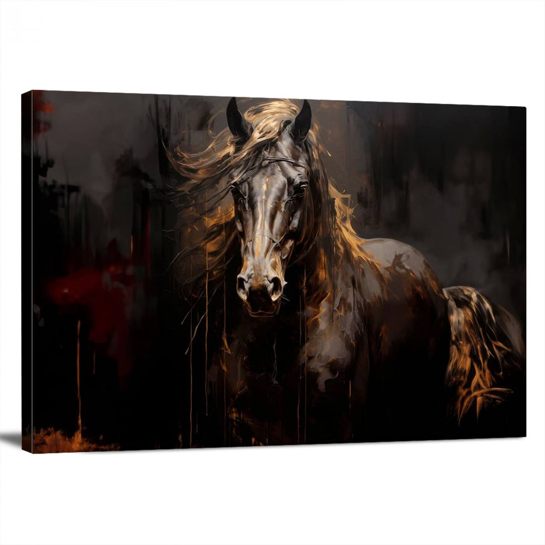 Abstract Black Horse Canvas Print | Abstract Equine Wall Art | Western Decor Print | Horse Lover Gift | Farmhouse & Cabin Wall Art