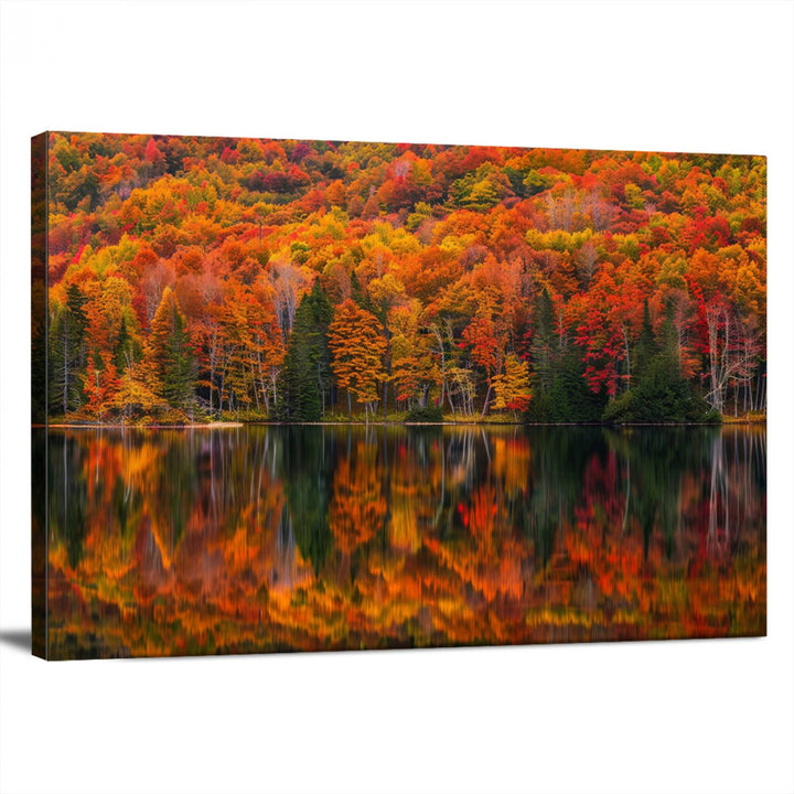 Autumn Reflection Canvas Print, Stunning Fall Foliage Wall Art, Serene Lake Landscape, Perfect Seasonal Decor Print