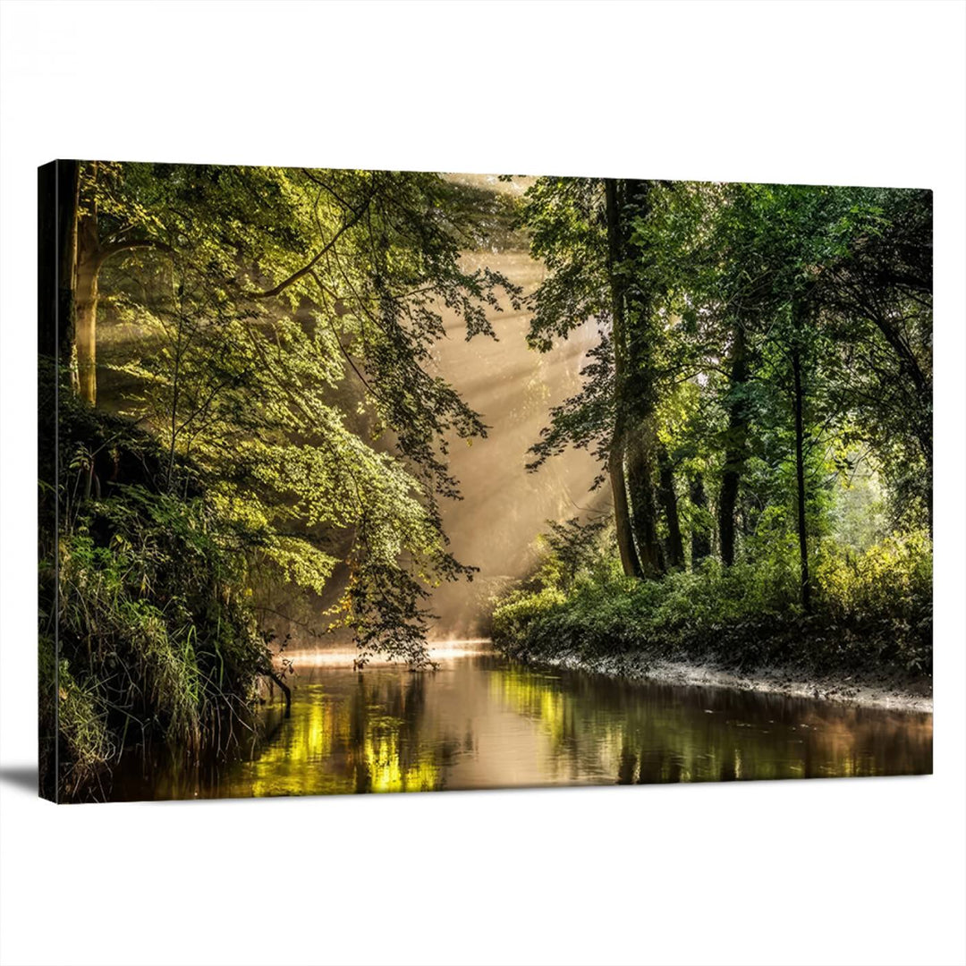 Forest River Landscape Wall Art | Ready to Hang Canvas Print | Perfect for Farmhouse Wall Decor, Cabin Wall Art, Nature-Inspired Home Décor