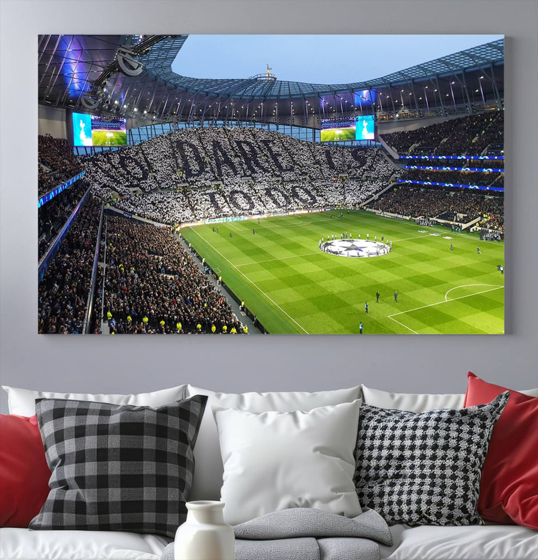 At Tottenham Hotspur Stadium, the Premier League wall art stands out.