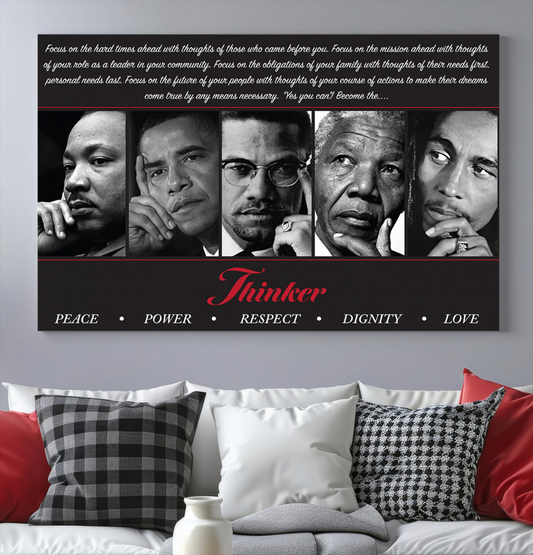 Thinkers of Change - Inspirational Wall Art Featuring Icons of Peace, Power, and Respect | Framed & Ready to Hang