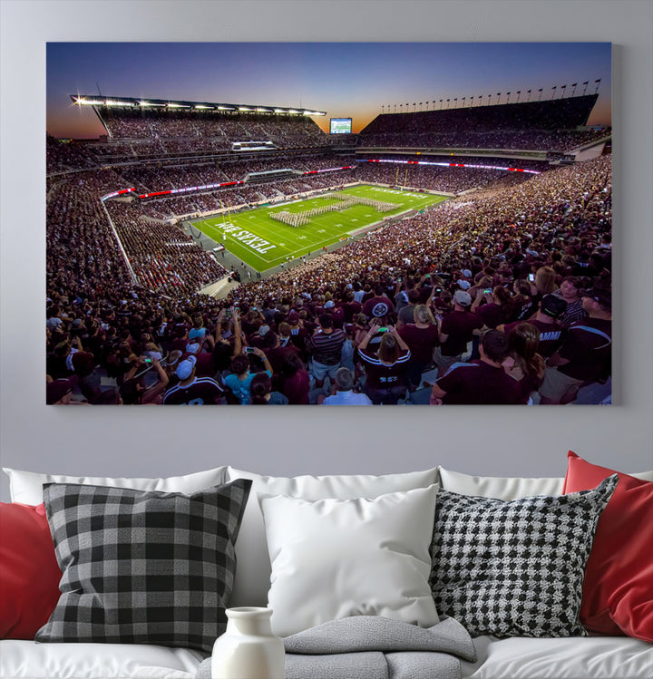 Texas A&M University Aggies Football Team Print - College Station Kyle Field Stadium Wall Art Canvas Print