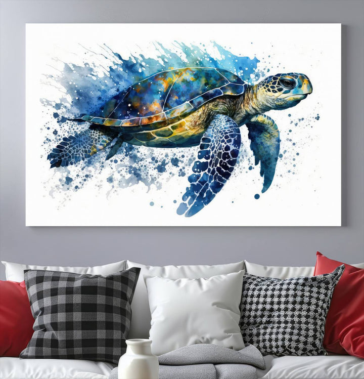 Watercolor Turtle Wall Art Canvas Print