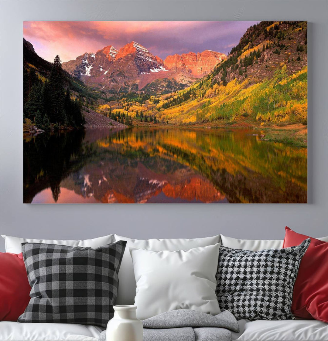 Colorado Rockies Mountain Sunset Wall Art | Ready to Hang and Framed | Scenic Nature Landscape Canvas Print