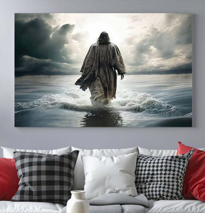 Jesus Walking on Water Wall Art | Canvas Print | Ready to Hang | Christian Home Decor | Spiritual Faith Wall Art | Inspirational Religious Wall Decor