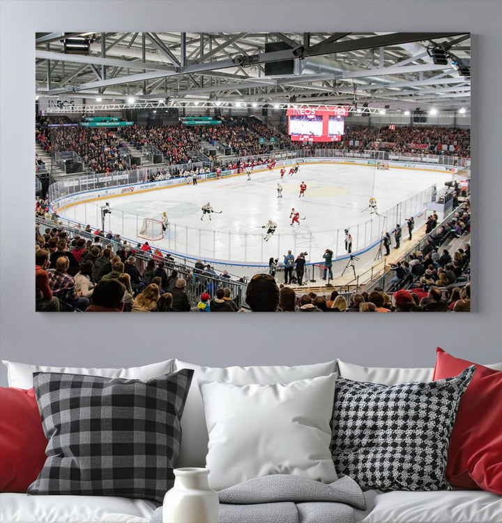 Lausanne Arena Ice Hockey Stadium Wall Art Canvas Print