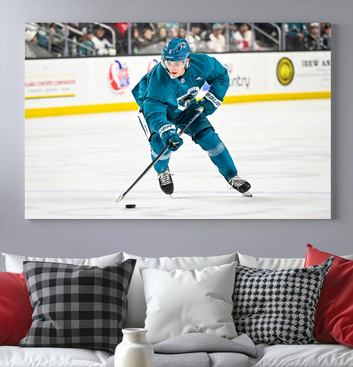 San Jose SharksIce Hockey Player Wall Art Canvas Print