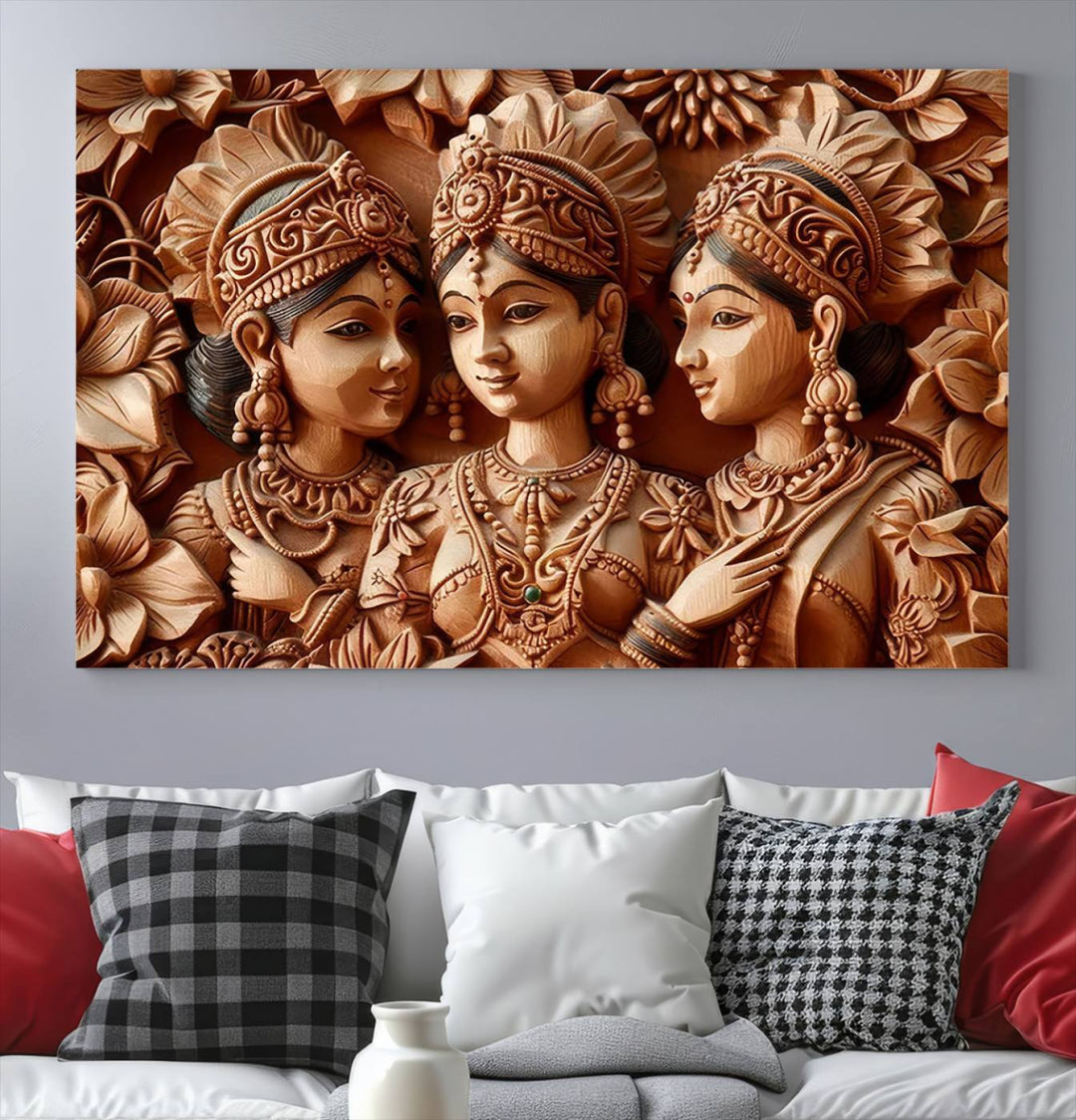 Indian Woman Statue Wall Art Canvas Print