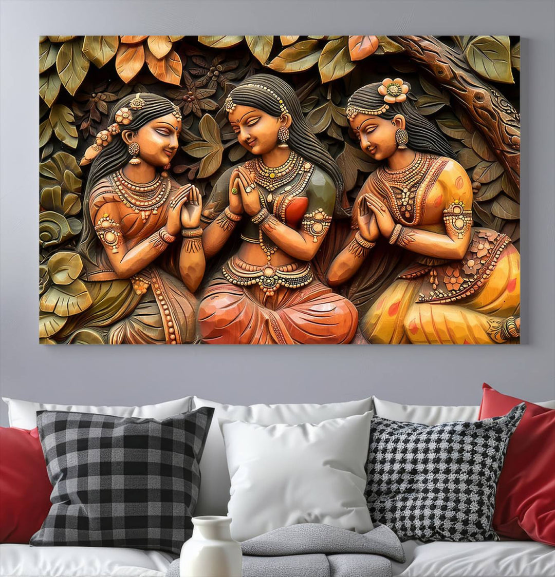 Indian Woman Statue Wall Art Canvas Print