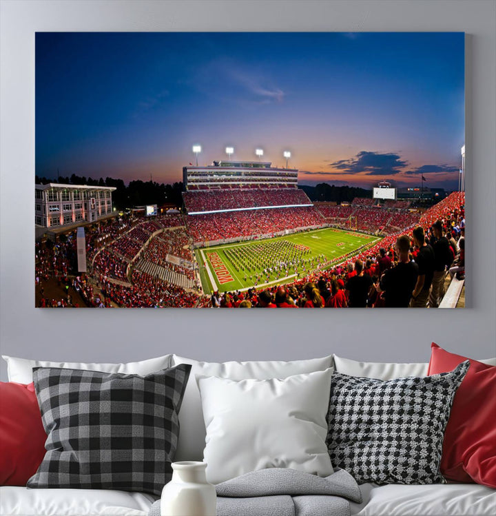 NC State Wolfpack Football Team Print - Raleigh Carter-Finley Stadium Wall Art Canvas Print