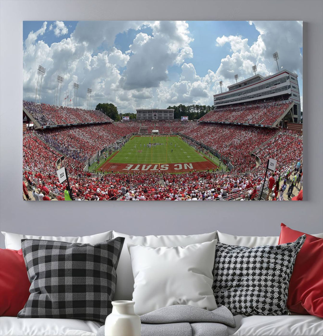 NC State Wolfpack Football Team Print - Raleigh Carter-Finley Stadium Wall Art Canvas Print