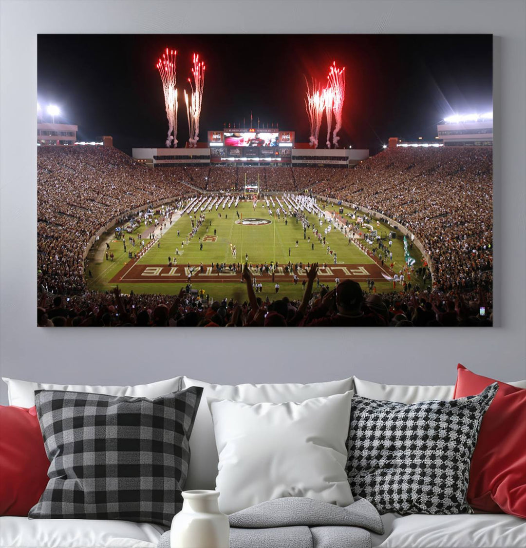 Florida State Seminoles Football Team Print - Tallahassee Doak Campbell Stadium Wall Art Canvas Print