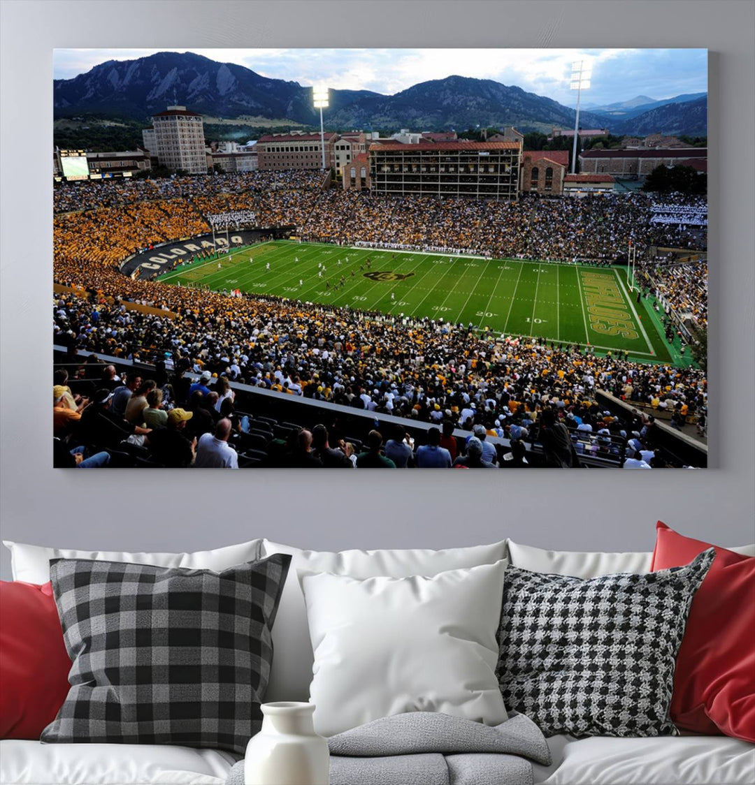 Colorado Buffaloes Football Team Print - Boulder Folsom Field Stadium Wall Art Canvas Print