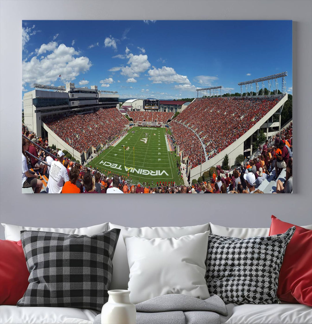 Virginia Tech Hokies Football Team Print - Blacksburg Lane Stadium Wall Art Canvas Print