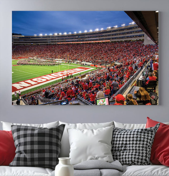 Wisconsin Badgers Football Team Print - Madison Camp Randall Stadium Wall Art Canvas Print