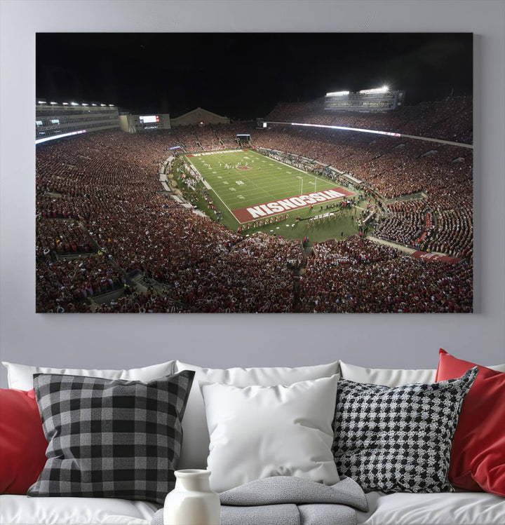 Wisconsin Badgers Football Team Print - Madison Camp Randall Stadium Wall Art Canvas Print