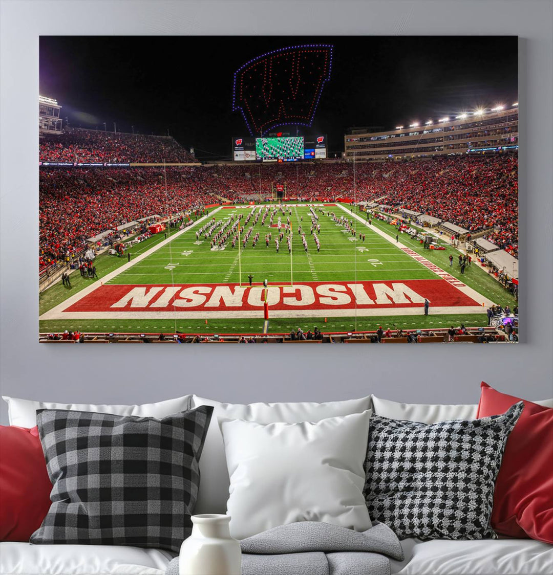 Wisconsin Badgers Football Team Print - Madison Camp Randall Stadium Wall Art Canvas Print