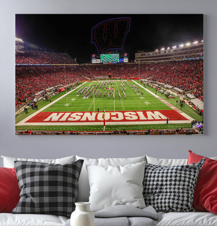 Wisconsin Badgers Football Team Print - Madison Camp Randall Stadium Wall Art Canvas Print