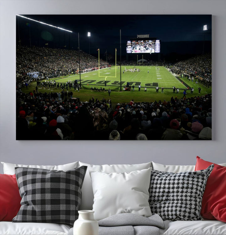 Purdue Boilermakers Football Team Print - West Lafayette Ross–Ade Stadium Wall Art Canvas Print