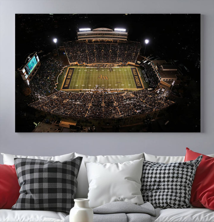 Wake Forest University Demon Deacons Football Team Print - Winston-Salem Allegacy Federal Credit Union Stadium Wall Art Canvas Print