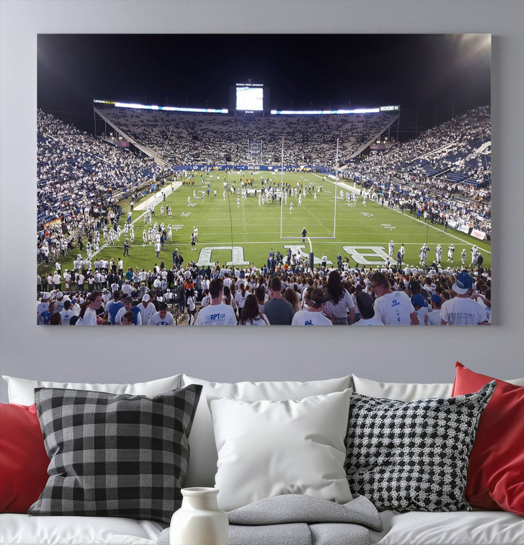 Brigham Young University Cougars Football Team Print - Provo LaVell Edwards Stadium Wall Art Canvas Print.