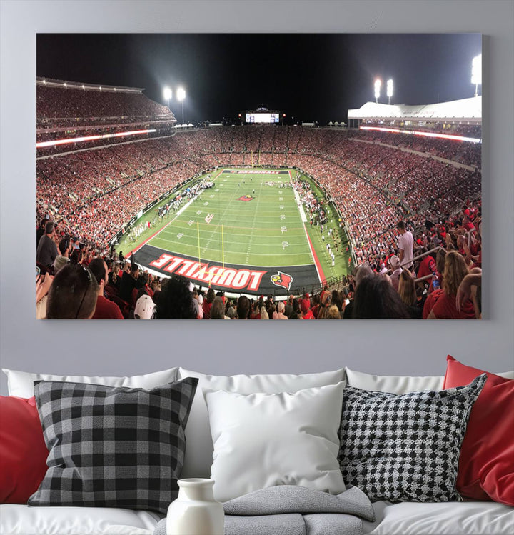 University of Louisville Cardinals Football Team Print - Louisville Cardinal Stadium Wall Art Canvas Print