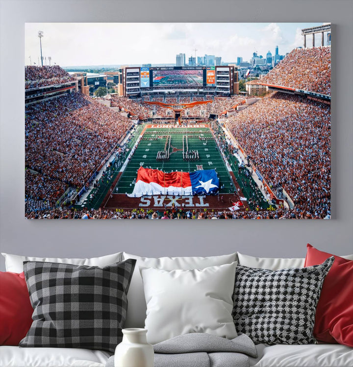 University of Texas Longhorns Football Team Canvas Print - Austin Darrell K Royal-Texas Memorial Stadium Wall Art Canvas Print