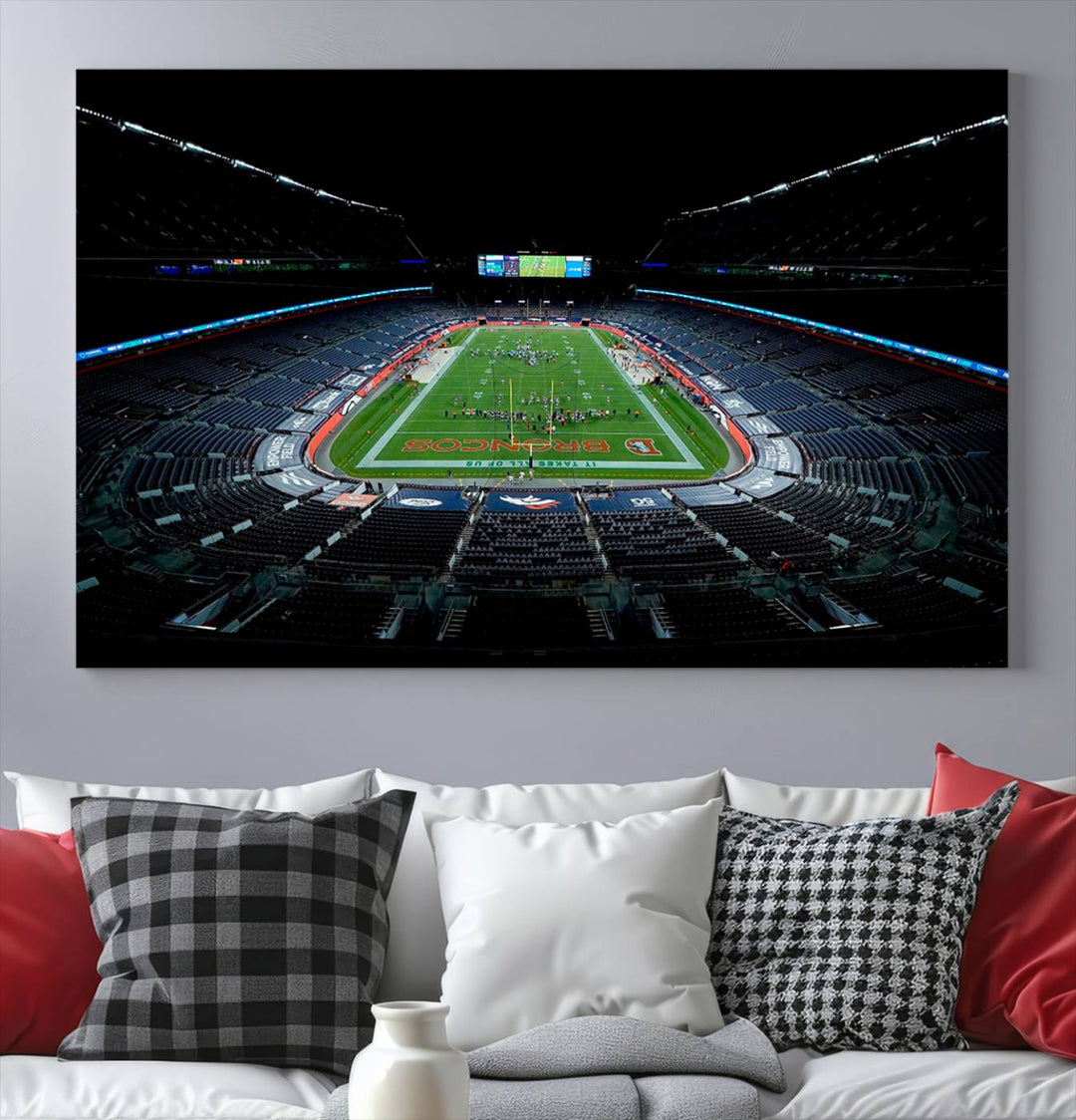 Denver Broncos Football Team Print - Denver Empower Field at Mile High Stadium Wall Art Canvas Print