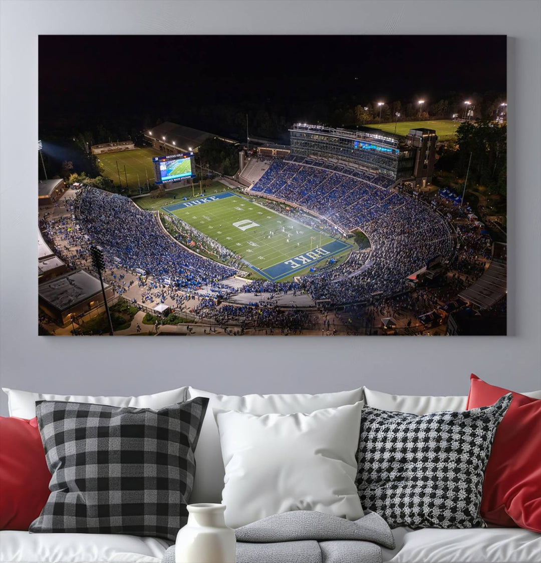 Duke University Blue Devils Football Team Print - Durham Wallace Wade Stadium Wall Art Canvas Print