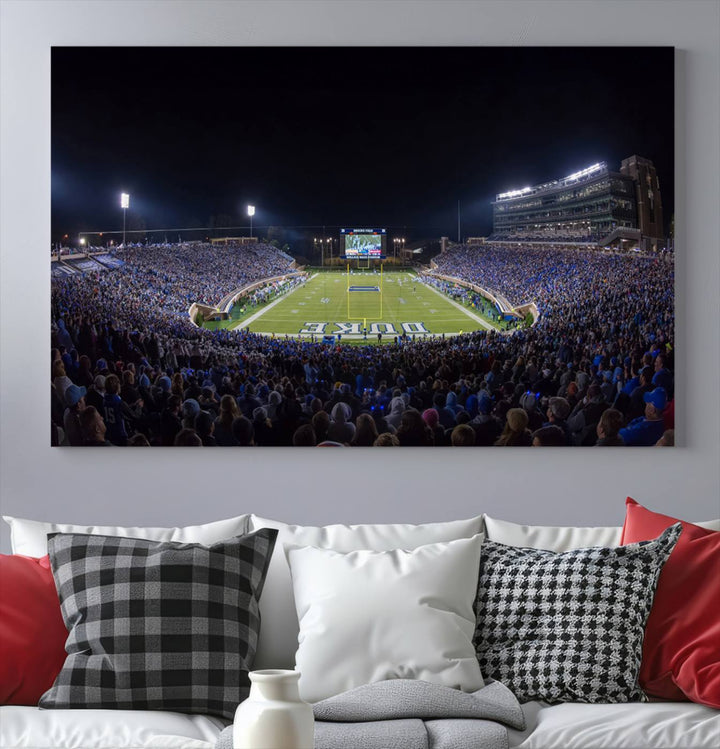 Duke University Blue Devils Football Team Print - Durham Wallace Wade Stadium Wall Art Canvas Print