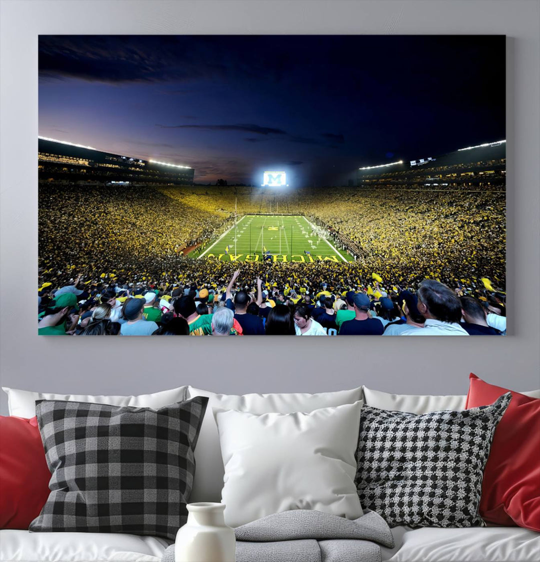 University of Michigan Wolverines Football Team Print - Ann Arbor Michigan Stadium Wall Art Canvas Print