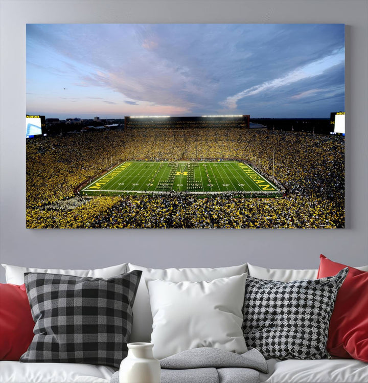 University of Michigan Wolverines Football Team Print - Ann Arbor Michigan Stadium Wall Art Canvas Print