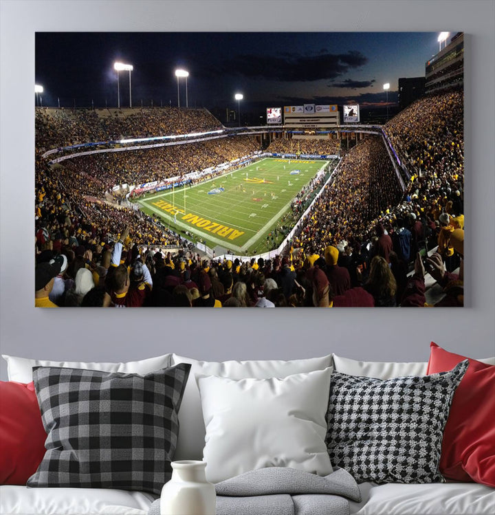 ASU Sun Devils Football Team Print - Phoenix Mountain America Stadium Wall Art Canvas Print