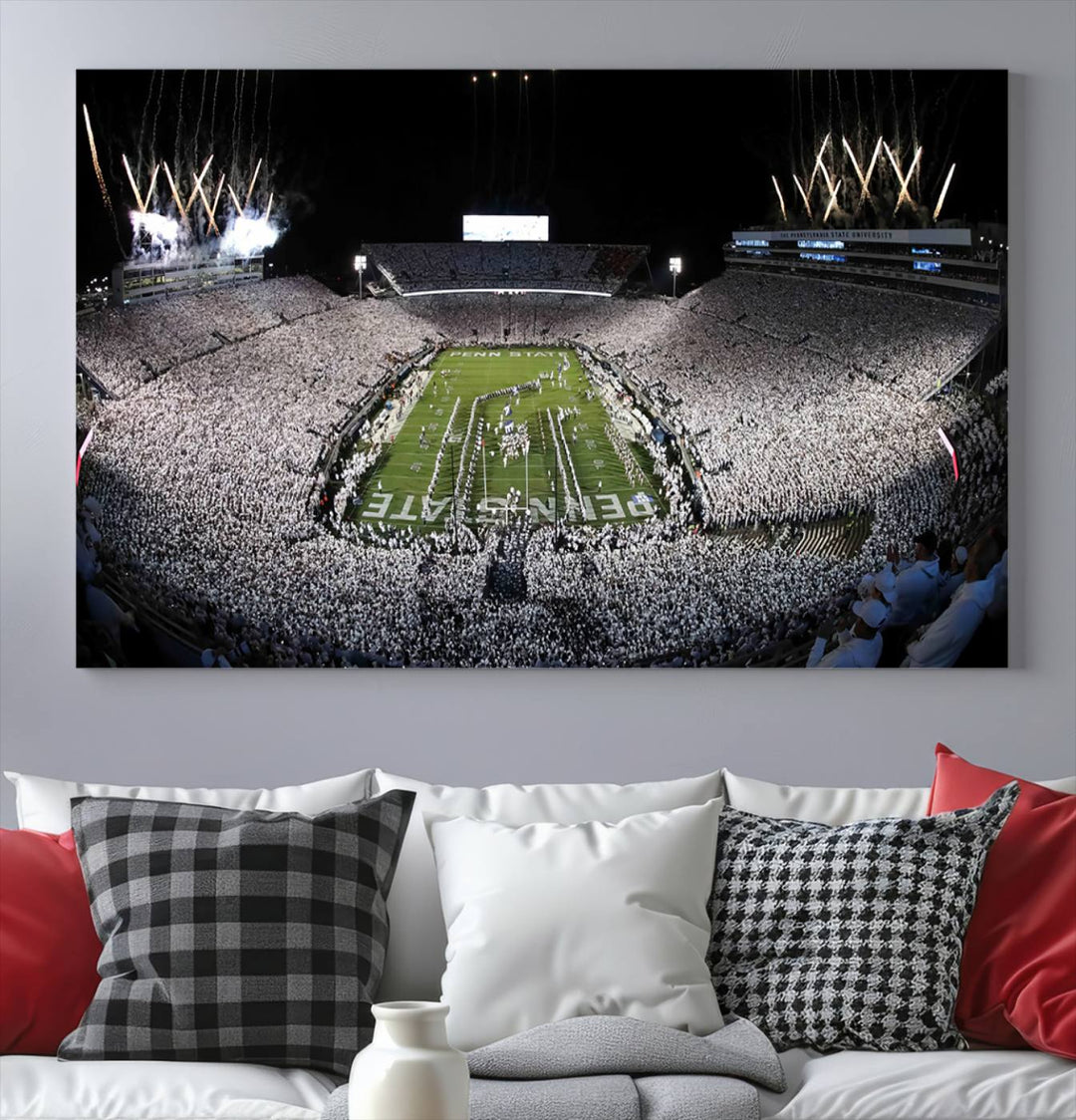 Penn State Nittany Lions Football Team Print - University Park Beaver Stadium Wall Art Canvas Print