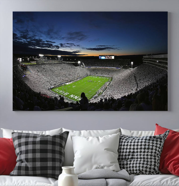 Penn State Nittany Lions Football Team Print - University Park Beaver Stadium Wall Art Canvas Print