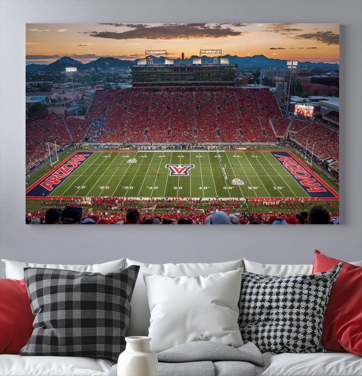 Arizona Wildcats Football Team Print - Tucson Arizona Stadium Wall Art Canvas Print