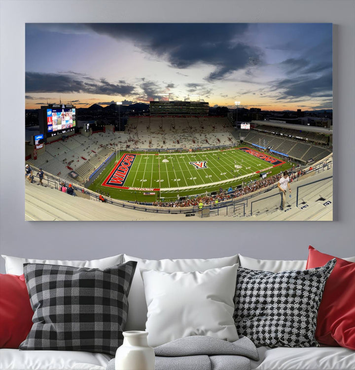 Arizona Wildcats Football Team Print - Tucson Arizona Stadium Wall Art Canvas Print