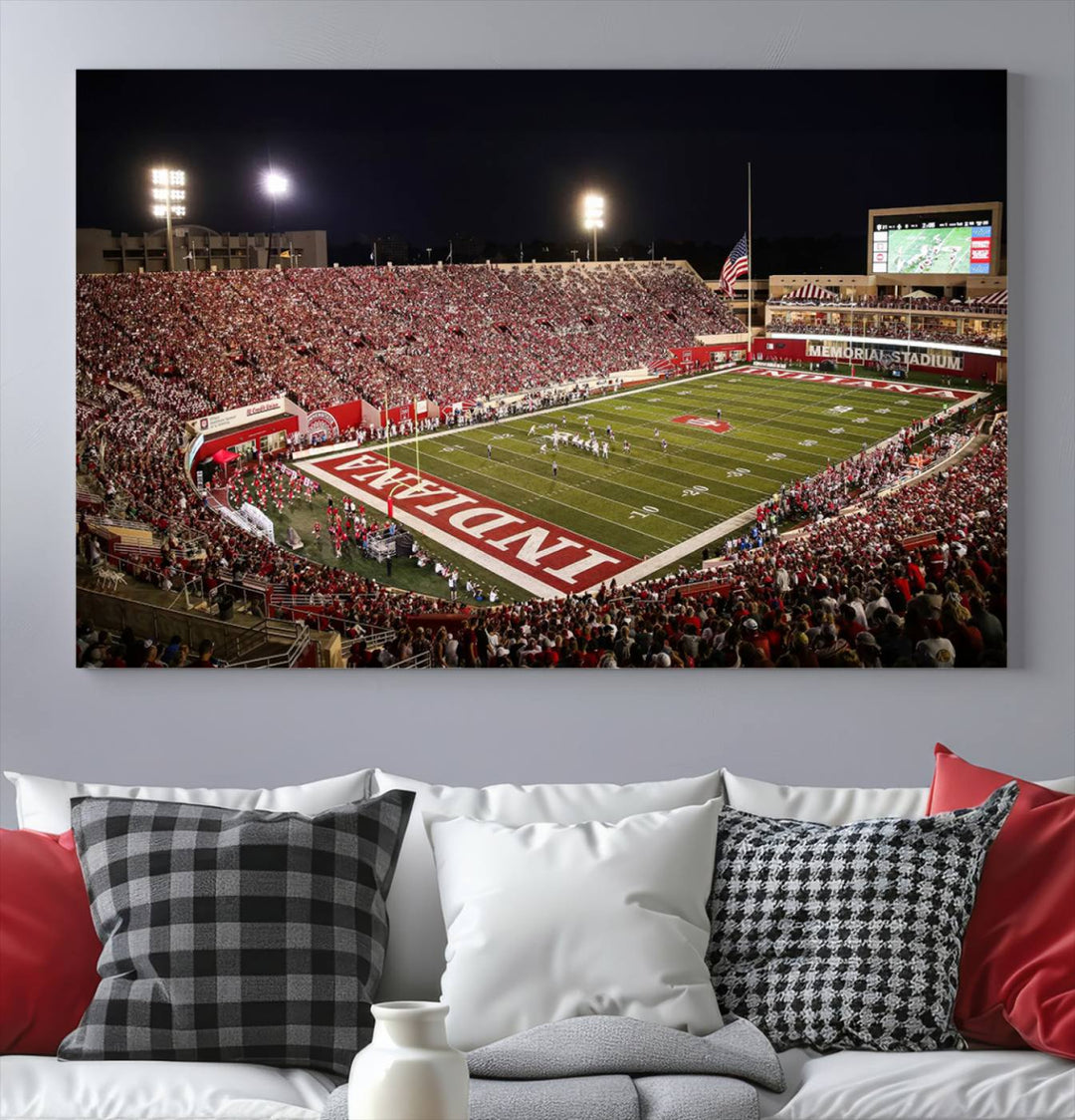 Indiana University Hoosiers Football Team Print - Bloomington Memorial Stadium Wall Art Canvas Print