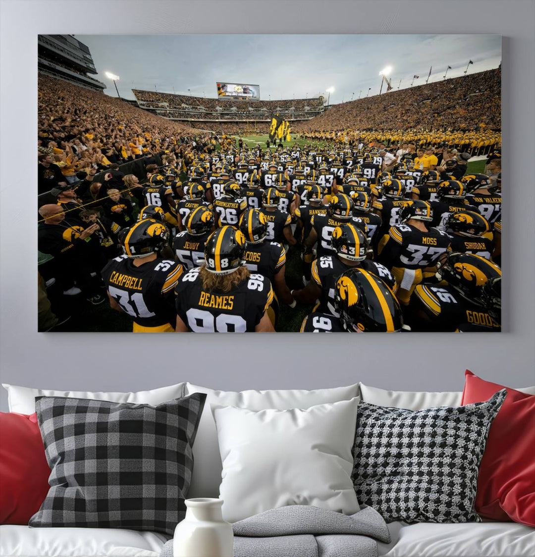 Iowa University Hawkeyes Football Team Print - Iowa City Kinnick Stadium Wall Art Canvas Print