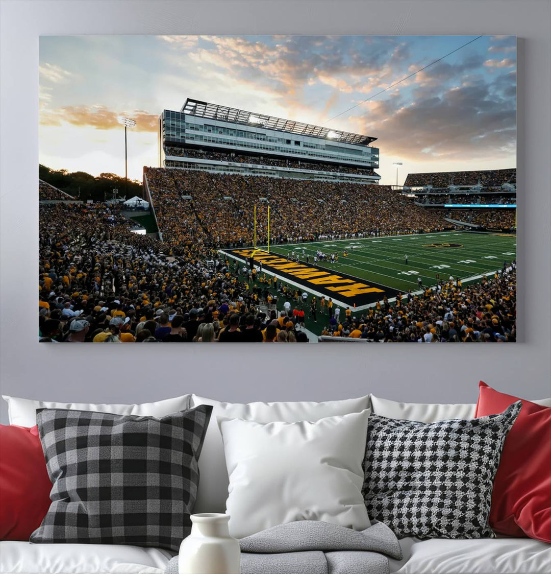 Iowa University Hawkeyes Football Team Print - Iowa City Kinnick Stadium Wall Art Canvas Print