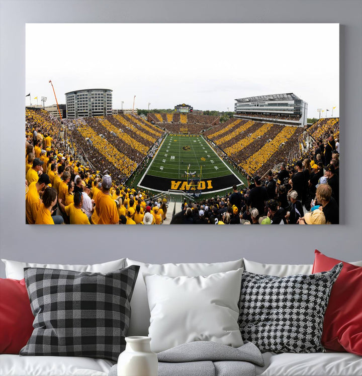 Iowa University Hawkeyes Football Team Print - Iowa City Kinnick Stadium Wall Art Canvas Print