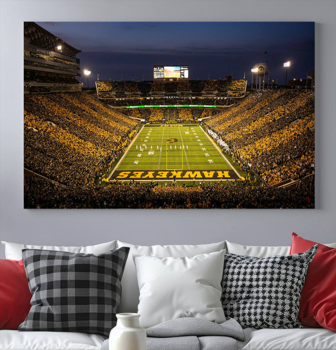 Iowa University Hawkeyes Football Team Print - Iowa City Kinnick Stadium Wall Art Canvas Print