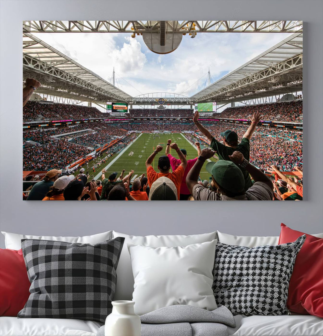 Miami Hurricanes Football Team Print - Miami Hard Rock Stadium Wall Art Canvas Print